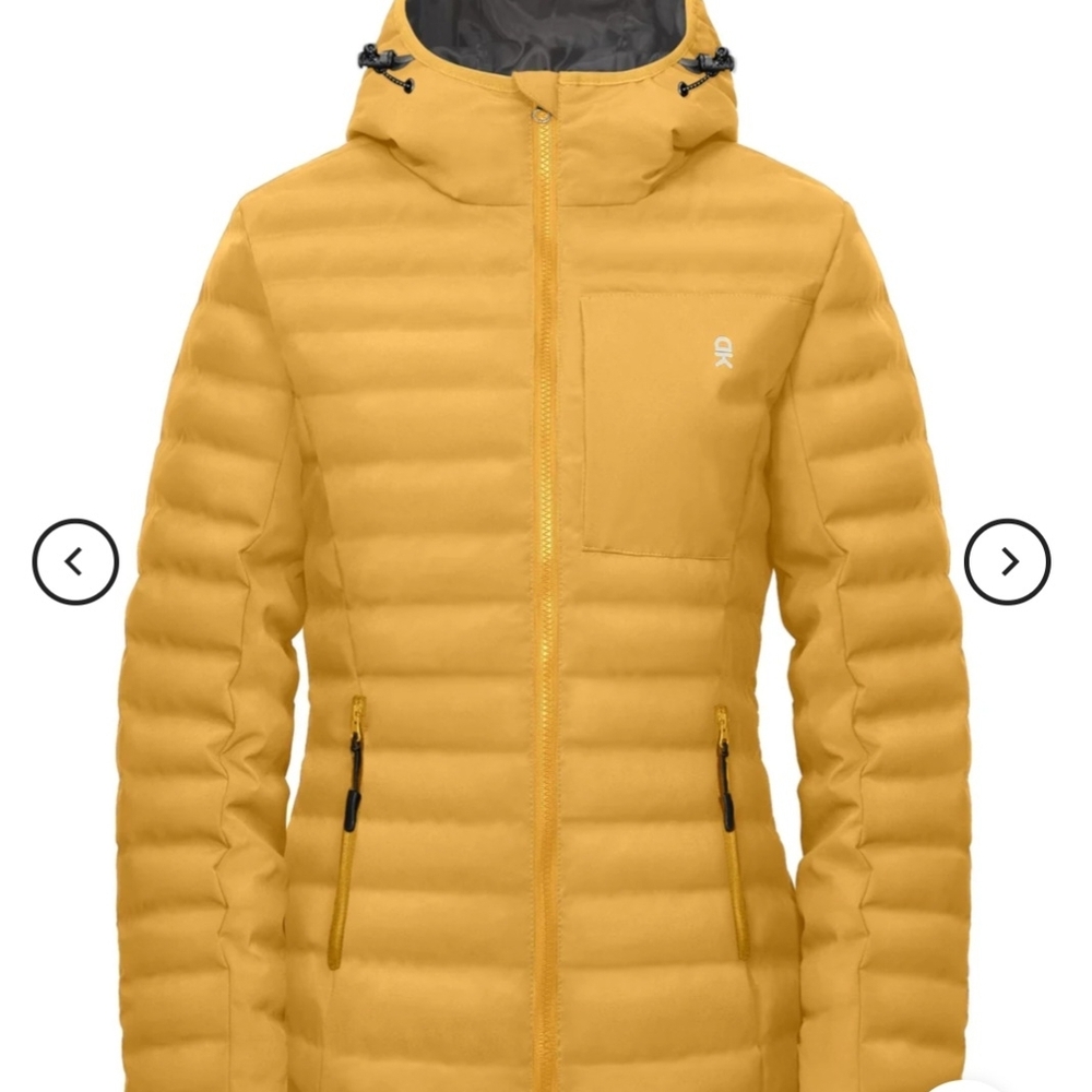 Golden Yellow Puffer Jacket with Hood